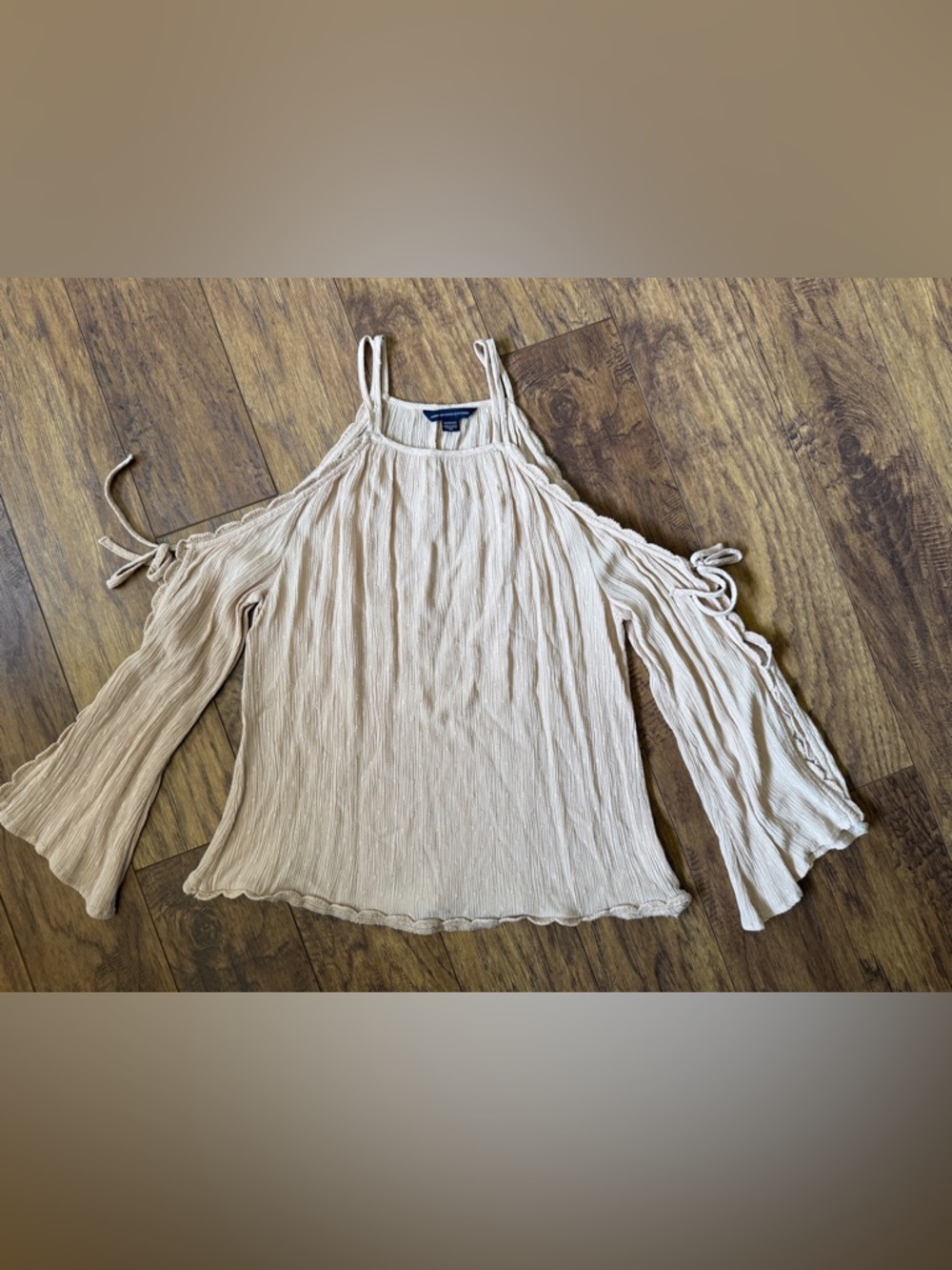 American Eagle Outfitters Blush Beige Cream Open Shoulder Lovely Blouse